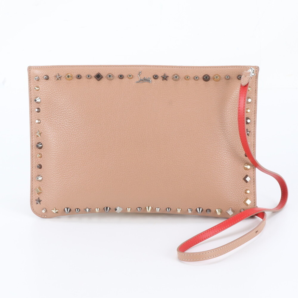 Christian Louboutin Rubi Clutch Bag, Studded Leather, 2-Way Shoulder Bag/Clut...